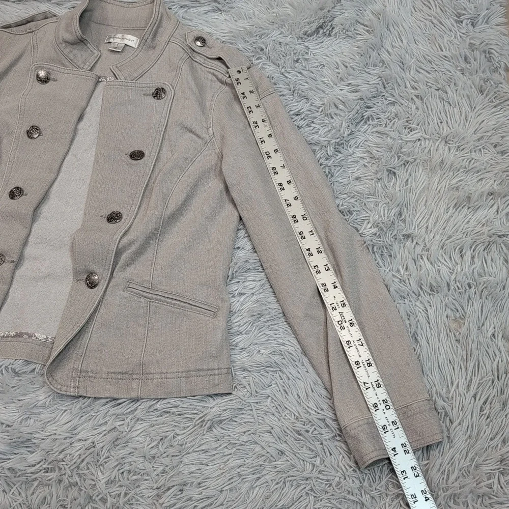 Christopher & Banks Jacket Womens S Gray Denim Open Front Casual Comfort Pockets - Picture 5 of 10